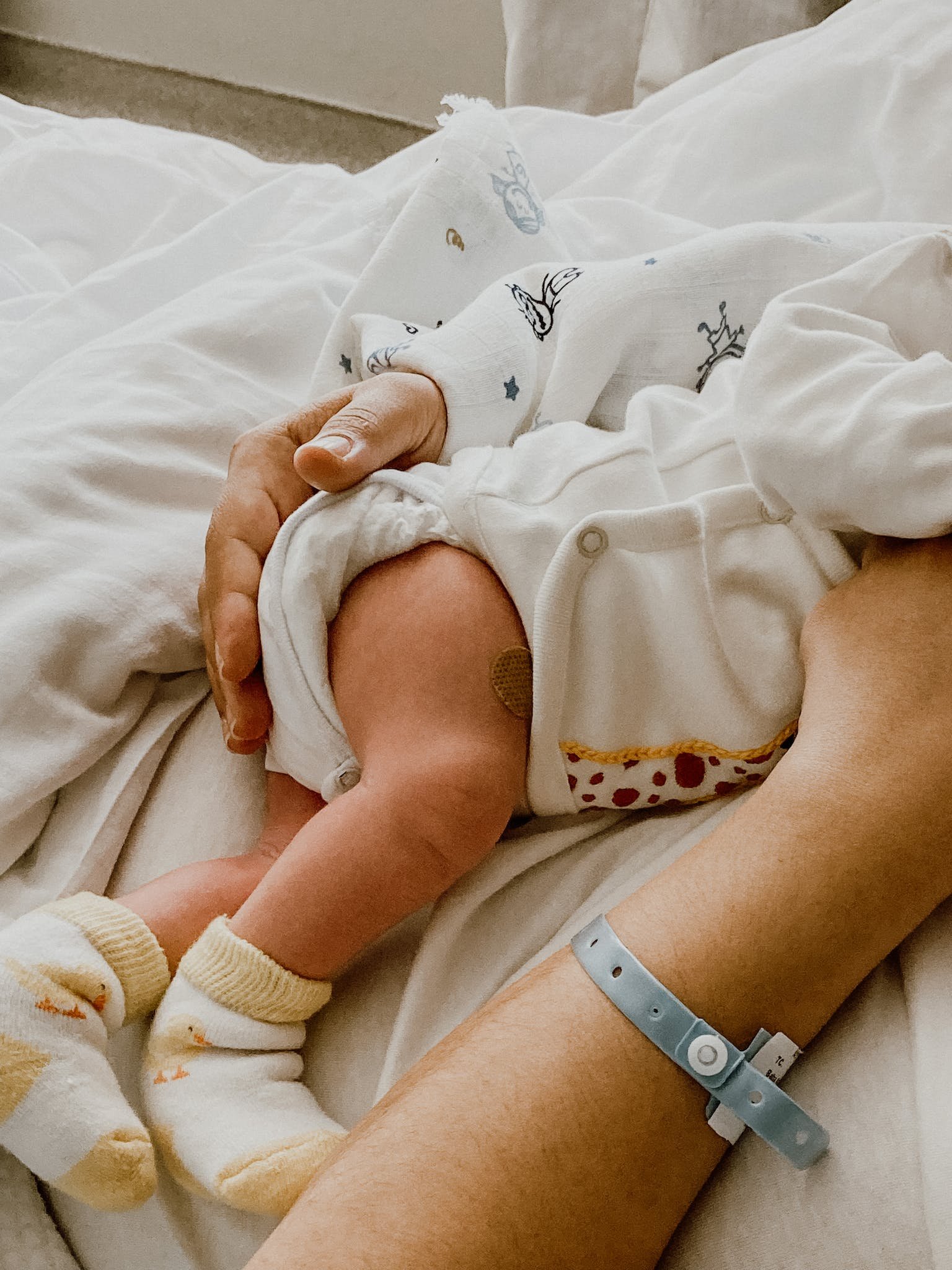 Woman holding newborn